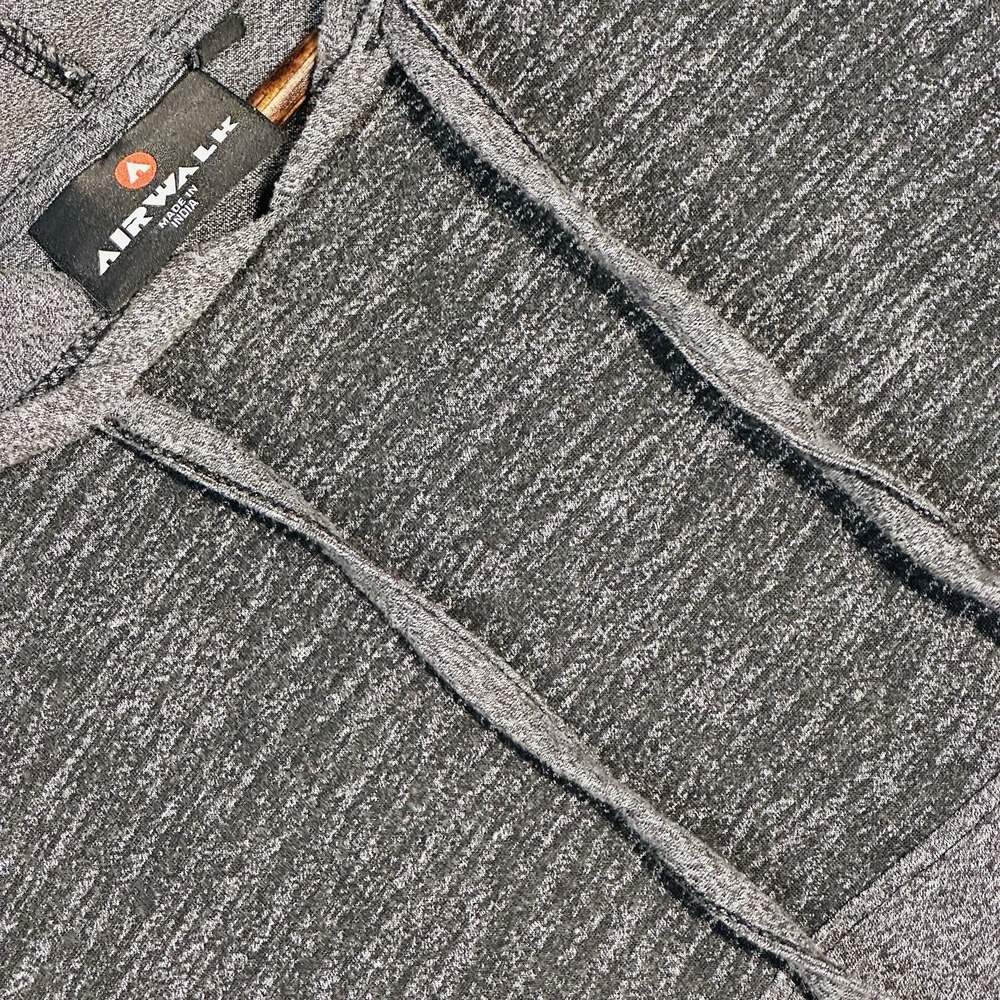 Airwalk Men's X-Large Long Sleeve Hoodie Henley Pullover Gray Black Colorblock